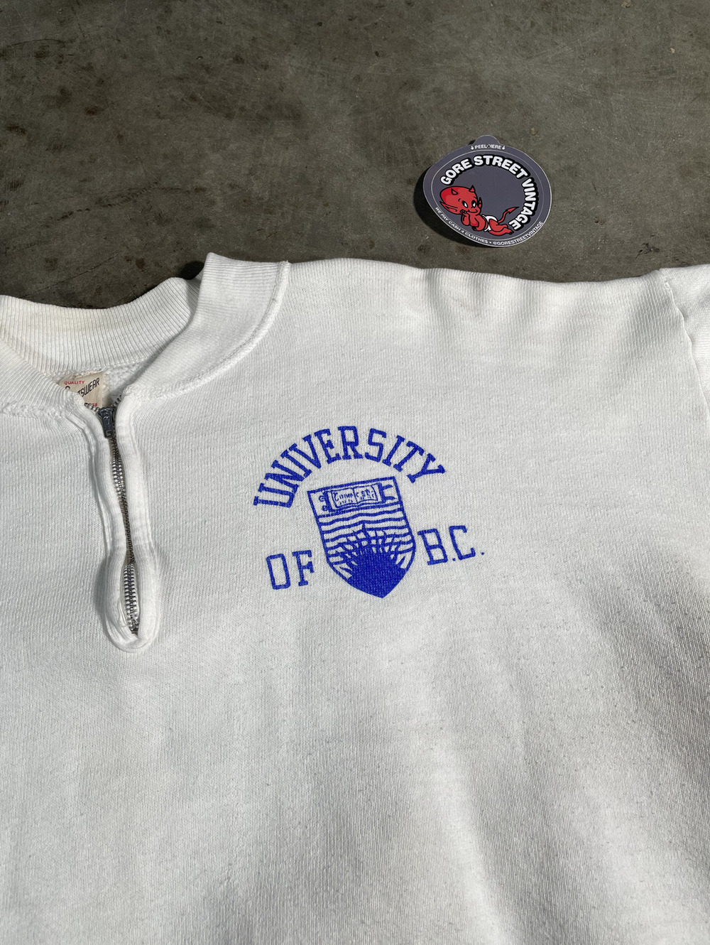 Vintage 1950s Vancouver UBC Sweatshirt 23x22 50s 1/4 zip